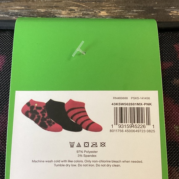 Kate Spade Black and Pink Low Cut Cozy Socks in Travel Bag - Picture 2 of 5